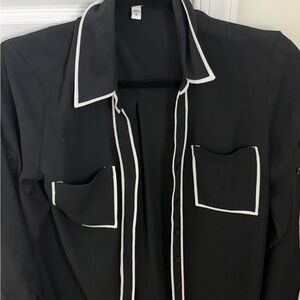 Express Black Shirt Jacket with White Piping
